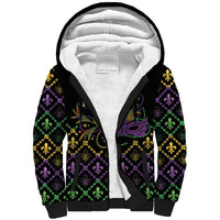 Mardi Gras Carnival Sherpa Hoodie Geometric Pattern Vintage - Wonder Print Shop