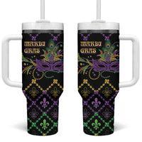 Mardi Gras Carnival Tumbler With Handle Geometric Pattern Vintage - Wonder Print Shop