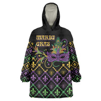 Mardi Gras Carnival Wearable Blanket Hoodie Geometric Pattern Vintage - Wonder Print Shop