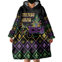 Mardi Gras Carnival Wearable Blanket Hoodie Geometric Pattern Vintage - Wonder Print Shop