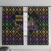 Mardi Gras Carnival Window Curtain Geometric Pattern Vintage - Wonder Print Shop