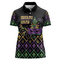 Mardi Gras Carnival Women Polo Shirt Geometric Pattern Vintage - Wonder Print Shop