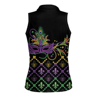Mardi Gras Carnival Women Sleeveless Polo Shirt Geometric Pattern Vintage - Wonder Print Shop