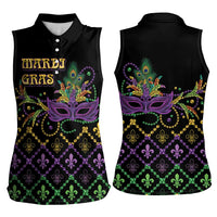 Mardi Gras Carnival Women Sleeveless Polo Shirt Geometric Pattern Vintage - Wonder Print Shop