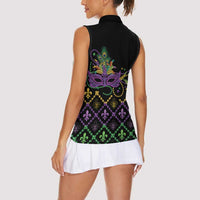 Mardi Gras Carnival Women Sleeveless Polo Shirt Geometric Pattern Vintage - Wonder Print Shop