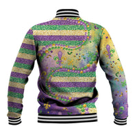 Mardi Gras Fleur De Lis Baseball Jacket With Beads Glitter Pattern
