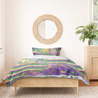 Mardi Gras Fleur De Lis Bedding Set With Beads Glitter Pattern
