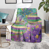 Mardi Gras Fleur De Lis Blanket With Beads Glitter Pattern