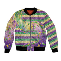 Mardi Gras Fleur De Lis Bomber Jacket With Beads Glitter Pattern