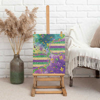 Mardi Gras Fleur De Lis Canvas Wall Art With Beads Glitter Pattern