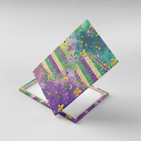 Mardi Gras Fleur De Lis Canvas Wall Art With Beads Glitter Pattern