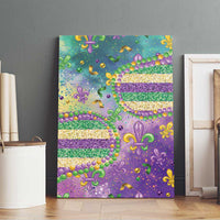 Mardi Gras Fleur De Lis Canvas Wall Art With Beads Glitter Pattern