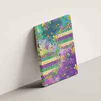 Mardi Gras Fleur De Lis Canvas Wall Art With Beads Glitter Pattern