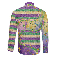 Mardi Gras Fleur De Lis Family Matching Long Sleeve Bodycon Dress and Hawaiian Shirt With Beads Glitter Pattern LT9 - Wonder Print Shop