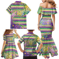 Mardi Gras Fleur De Lis Family Matching Mermaid Dress and Hawaiian Shirt With Beads Glitter Pattern LT9 - Wonder Print Shop