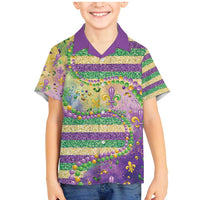 Mardi Gras Fleur De Lis Family Matching Mermaid Dress and Hawaiian Shirt With Beads Glitter Pattern LT9 - Wonder Print Shop
