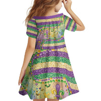 Mardi Gras Fleur De Lis Family Matching Off Shoulder Maxi Dress and Hawaiian Shirt With Beads Glitter Pattern LT9 - Wonder Print Shop