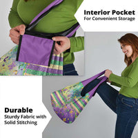 Mardi Gras Fleur De Lis Grocery Bag With Beads Glitter Pattern