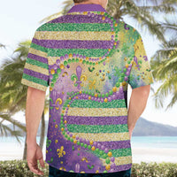 Mardi Gras Fleur De Lis Hawaiian Shirt With Beads Glitter Pattern - Wonder Print Shop