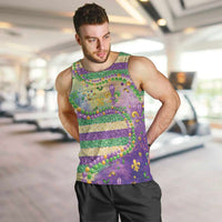 Mardi Gras Fleur De Lis Men Tank Top With Beads Glitter Pattern - Wonder Print Shop