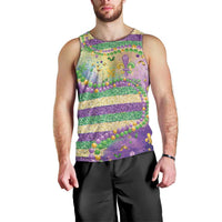 Mardi Gras Fleur De Lis Men Tank Top With Beads Glitter Pattern - Wonder Print Shop