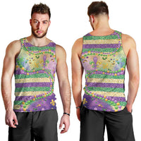 Mardi Gras Fleur De Lis Men Tank Top With Beads Glitter Pattern - Wonder Print Shop