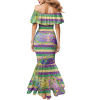 Mardi Gras Fleur De Lis Mermaid Dress With Beads Glitter Pattern - Wonder Print Shop