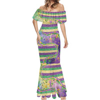 Mardi Gras Fleur De Lis Mermaid Dress With Beads Glitter Pattern - Wonder Print Shop