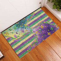 Mardi Gras Fleur De Lis Rubber Doormat With Beads Glitter Pattern - Wonder Print Shop