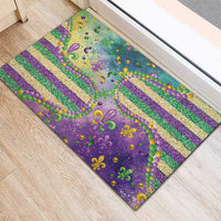 Mardi Gras Fleur De Lis Rubber Doormat With Beads Glitter Pattern - Wonder Print Shop