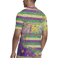 Mardi Gras Fleur De Lis Rugby Jersey With Beads Glitter Pattern - Wonder Print Shop