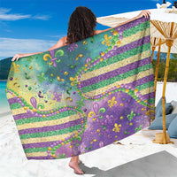 Mardi Gras Fleur De Lis Sarong With Beads Glitter Pattern - Wonder Print Shop