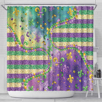 Mardi Gras Fleur De Lis Shower Curtain With Beads Glitter Pattern - Wonder Print Shop