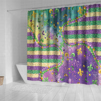 Mardi Gras Fleur De Lis Shower Curtain With Beads Glitter Pattern - Wonder Print Shop