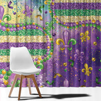Mardi Gras Fleur De Lis Window Curtain With Beads Glitter Pattern - Wonder Print Shop