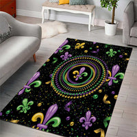 Mardi Gras Fleur De Lis Area Rug With Round Carnival Beads