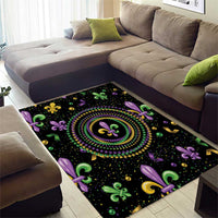 Mardi Gras Fleur De Lis Area Rug With Round Carnival Beads