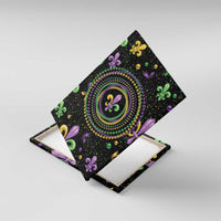 Mardi Gras Fleur De Lis Canvas Wall Art With Round Carnival Beads