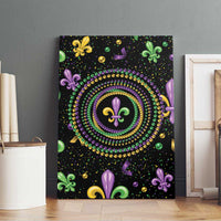 Mardi Gras Fleur De Lis Canvas Wall Art With Round Carnival Beads