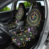 Mardi Gras Fleur De Lis Car Seat Cover With Round Carnival Beads