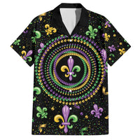 Mardi Gras Fleur De Lis Hawaiian Shirt With Round Carnival Beads - Wonder Print Shop