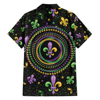 Mardi Gras Fleur De Lis Hawaiian Shirt With Round Carnival Beads - Wonder Print Shop