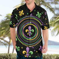 Mardi Gras Fleur De Lis Hawaiian Shirt With Round Carnival Beads - Wonder Print Shop