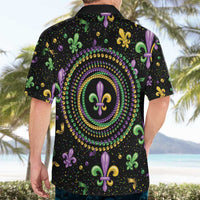 Mardi Gras Fleur De Lis Hawaiian Shirt With Round Carnival Beads - Wonder Print Shop