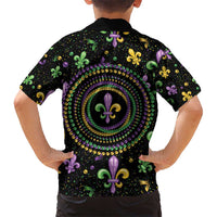 Mardi Gras Fleur De Lis Hawaiian Shirt With Round Carnival Beads - Wonder Print Shop