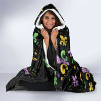 Mardi Gras Fleur De Lis Hooded Blanket With Round Carnival Beads - Wonder Print Shop