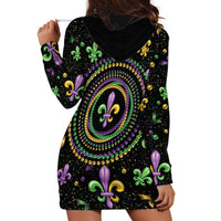 Mardi Gras Fleur De Lis Hoodie Dress With Round Carnival Beads - Wonder Print Shop
