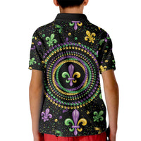 Mardi Gras Fleur De Lis Kid Polo Shirt With Round Carnival Beads - Wonder Print Shop