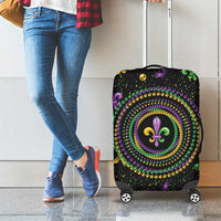 Mardi Gras Fleur De Lis Luggage Cover With Round Carnival Beads - Wonder Print Shop