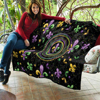 Mardi Gras Fleur De Lis Quilt With Round Carnival Beads - Wonder Print Shop